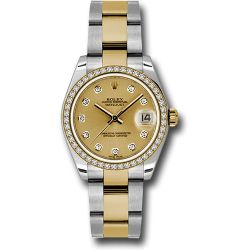  *Pre-Owned* Rolex Steel and Yellow Gold Datejust 31 Watch - 46 Diamond Bezel - Champagne Diamond Dial - Oyster Bracelet