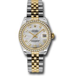  *Pre-Owned* Rolex Steel and Yellow Gold Datejust 31 Watch - 46 Diamond Bezel - Mother-Of-Pearl Diamond Dial - Jubilee Bracelet