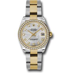  *Pre-Owned* Rolex Steel and Yellow Gold Datejust 31 Watch - 46 Diamond Bezel - Mother-Of-Pearl Diamond Dial - Oyster Bracelet