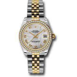  *Pre-Owned* Rolex Steel and Yellow Gold Datejust 31 Watch - 46 Diamond Bezel - Mother-Of-Pearl Roman Dial - Jubilee Bracelet
