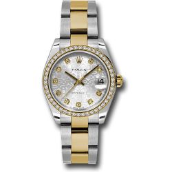  *Pre-Owned* Rolex Steel and Yellow Gold Datejust 31 Watch - 46 Diamond Bezel - Silver Jubilee Diamond Dial - Oyster Bracelet