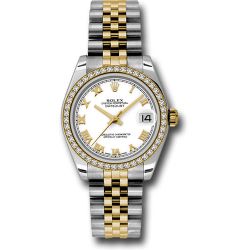  *Pre-Owned* Rolex Steel and Yellow Gold Datejust 31 Watch - 46 Diamond Bezel - White Roman Dial - Jubilee Bracelet