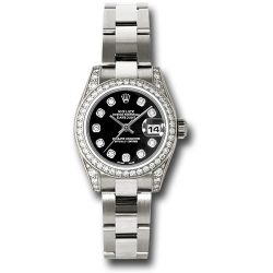  *Pre-Owned* Rolex White Gold Lady-Datejust 26 Watch - 42 Diamond Bezel - Black Diamond Dial - Oyster Bracelet
