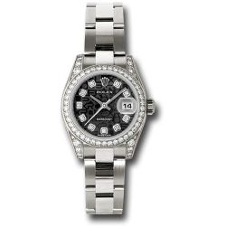  *Pre-Owned* Rolex White Gold Lady-Datejust 26 Watch - 42 Diamond Bezel - Black Jubilee Diamond Dial - Oyster Bracelet