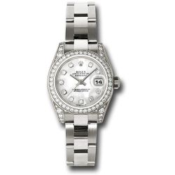  *Pre-Owned* Rolex White Gold Lady-Datejust 26 Watch - 42 Diamond Bezel - Mother-Of-Pearl Diamond Dial - Oyster Bracelet