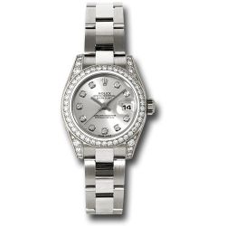  *Pre-Owned* Rolex White Gold Lady-Datejust 26 Watch - 42 Diamond Bezel - Silver Diamond Dial - Oyster Bracelet