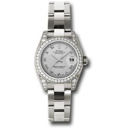  *Pre-Owned* Rolex White Gold Lady-Datejust 26 Watch - 42 Diamond Bezel - Silver Roman Dial - Oyster Bracelet