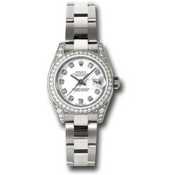   *Pre-Owned* Rolex White Gold Lady-Datejust 26 Watch - 42 Diamond Bezel - White Diamond Dial - Oyster Bracelet