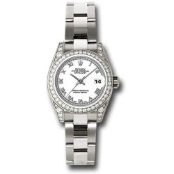  *Pre-Owned* Rolex White Gold Lady-Datejust 26 Watch - 42 Diamond Bezel - White Roman Dial - Oyster Bracelet
