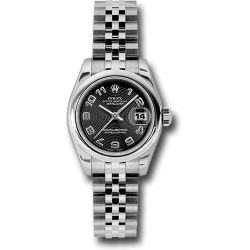  *Pre-Owned* Rolex Steel Lady-Datejust 26 Watch - Domed Bezel - Black Concentric Arabic Dial - Jubilee Bracelet