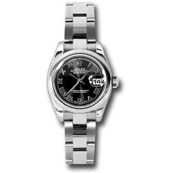 *Pre-Owned* Rolex Steel Lady-Datejust 26 Watch - Domed Bezel - Black Roman Dial - Oyster Bracelet