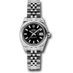  *Pre-Owned* Rolex Steel Lady-Datejust 26 Watch - Domed Bezel - Black Index Dial - Jubilee Bracelet