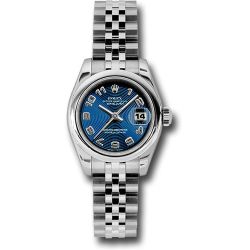  *Pre-Owned* Rolex Steel Lady-Datejust 26 Watch - Domed Bezel - Blue Concentric Circle Arabic Dial - Jubilee Bracelet
