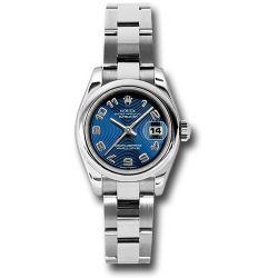  *Pre-Owned* Rolex Steel Lady-Datejust 26 Watch - Domed Bezel - Blue Concentric Circle Arabic Dial - Oyster Bracelet
