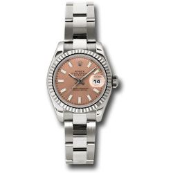  *Pre-Owned* Rolex White Gold Lady-Datejust 26 Watch - Fluted Bezel - Pink Index Dial - Oyster Bracelet