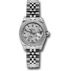  *Pre-Owned* Rolex Steel and White Gold Lady Datejust 26 Watch - 46 Diamond Bezel - White Gold Crystal Diamond Dial - Jubilee Bracelet