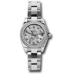  *Pre-Owned* Rolex Steel and White Gold Lady Datejust 26 Watch - 46 Diamond Bezel - White Gold Crystal Diamond Dial - Oyster Bracelet