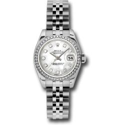  *Pre-Owned* Rolex Steel and White Gold Lady-Datejust 26 Watch - 46 Diamond Bezel - Mother-Of-Pearl Diamond Dial - Jubilee Bracelet