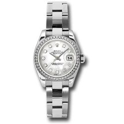  *Pre-Owned* Rolex Steel and White Gold Lady-Datejust 26 Watch - 46 Diamond Bezel - Mother-Of-Pearl Diamond Dial - Oyster Bracelet