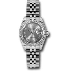  *Pre-Owned* Rolex Steel and White Gold Lady Datejust 26 Watch - 46 Diamond Bezel - Rhodium Roman Dial - Jubilee Bracelet