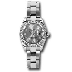  *Pre-Owned* Rolex Steel and White Gold Lady Datejust 26 Watch - 46 Diamond Bezel - Rhodium Roman Dial - Oyster Bracelet