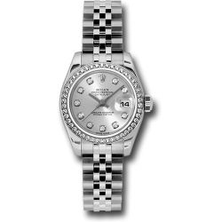  *Pre-Owned* Rolex Steel and White Gold Lady Datejust 26 Watch - 46 Diamond Bezel - Silver Diamond Dial - Jubilee Bracelet