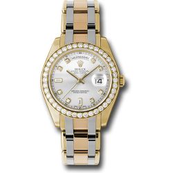  *Pre-Owned* Rolex Yellow Gold Day-Date Special Edition 39 Watch - 40 Diamond Bezel - Silver Diamond Dial