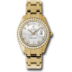  *Pre-Owned* Rolex Yellow Gold Day-Date Special Edition 39 Watch - 40 Diamond Bezel - Silver Diamond Dial