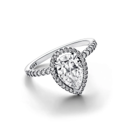 Sparkling Pear Halo Ring