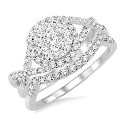 Round Shape Halo Shine Bright Diamond Wedding Set