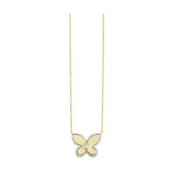 10K Yellow Gold Diamond Butterfly Pendant Necklace