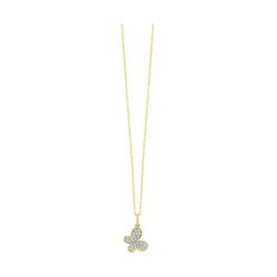Yellow Gold Diamond Butterfly Pendant Necklace
