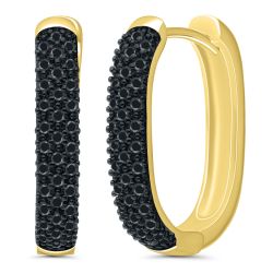 Radiant Elegance 10K Yellow Gold Black Diamond Earrings