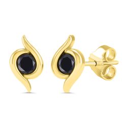 Eternal Grace 10K Yellow Gold Black Diamond Stud Earrings