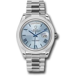  *Pre-Owned* Rolex 950 Platinum Day-Date 40 Watch - Smooth Bezel - Ice Blue Quadrant Motif Bevelled Roman Dial - President Bracelet