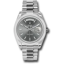  *Pre-Owned* Rolex Platinum Day-Date 40 Watch - Smooth Bezel - Slate Index Dial - President Bracelet
