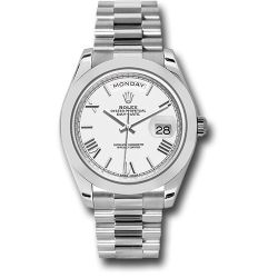  *Pre-Owned* Rolex 950 Platinum Day-Date 40 Watch - Smooth Bezel - White Bevelled Roman Dial - President Bracelet