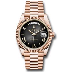  *Pre-Owned* Rolex Everose Gold Day-Date 40 Watch - Fluted Bezel - Slate OmbrÃ© Roman Dial - President Bracelet