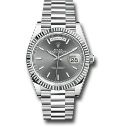  *Pre-Owned* Rolex Platinum Day-Date 40 Watch - Fluted Bezel - Slate Index Dial - President Bracelet
