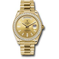  *Pre-Owned* Rolex Yellow Gold Day-Date 40 Watch - Yellow Gold Bezel - Champagne Baguette Diamond Dial - President Bracelet