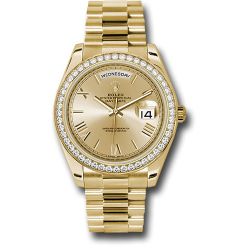  *Pre-Owned* Rolex Yellow Gold Day-Date 40 Watch - Bezel - Champagne Bevelled Roman Dial - President Bracelet