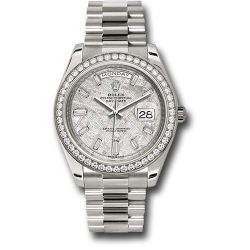  *Pre-Owned* Rolex White Gold Oyster Perpetual Day-Date 40 - Diamond Bezel - Meteorite Baguette Diamond Dial - President Bracelet