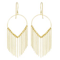 14k Yellow Gold Drop Fringe Earrings