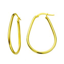 14k Yellow Gold Polished Teardrop Hoop Earrings