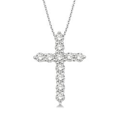 Sterling Silver Diamond Cross Pendant Front View