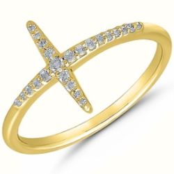 10kt Yellow Gold Diamond Cross Ring