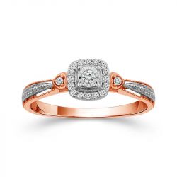 Rose White Gold 1/8 ct Engagement Ring