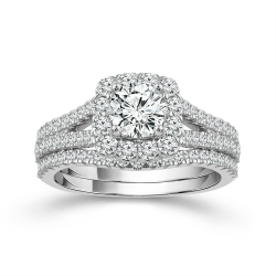 Zephyra Whisper Serenity 14k White Gold Lovella Wedding Set