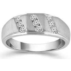 10kt White Gold Diamond Mens Ring