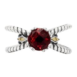 Ravelle Garnet Scrollwork Ring